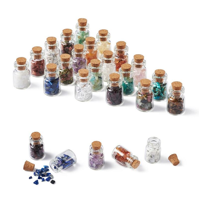 20 pçs/set natural & synthetic pedra chip contas de vidro desejo garrafa pingentes colares encantos para fazer jóias