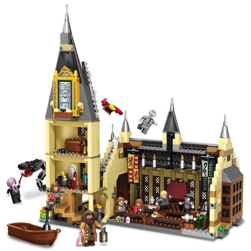 983Pcs Harries Voldemort Ceramisti Hogwartse Castello Grande Sala della Scuola di Magia Compatibile Lepining Un Edificio di Mattoni Blocco per I Bambini Giocattoli