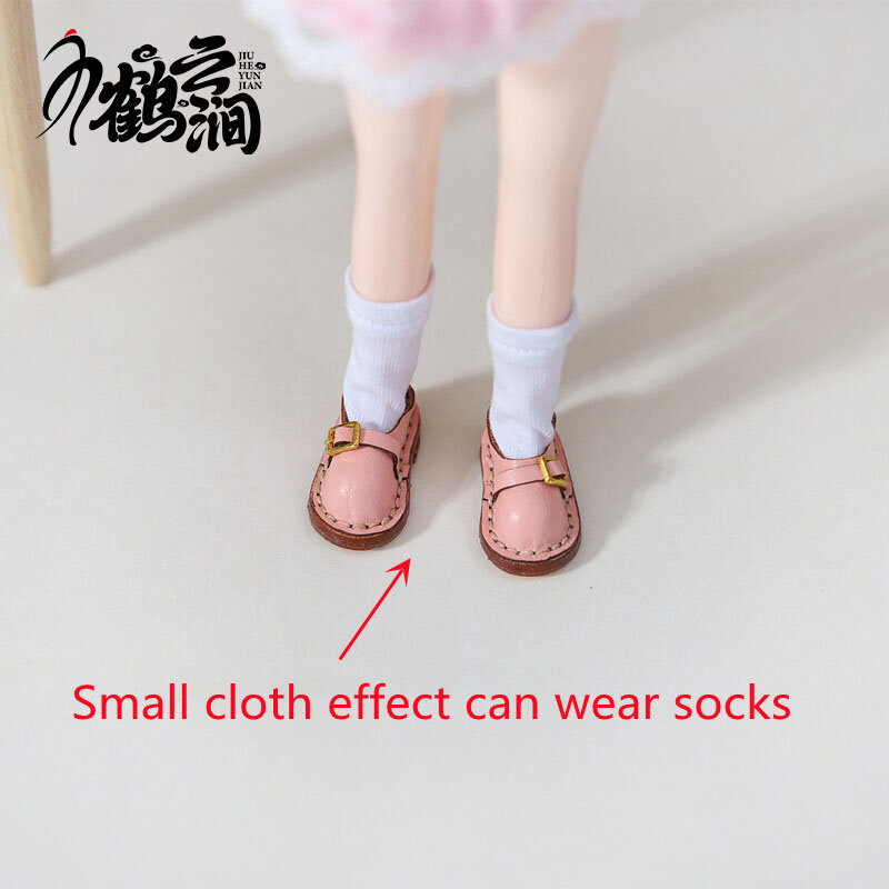 Mini scarpe in pelle 1/6 1/8 Blyths Ob22 Ob24 scarpe da bambola accessori giocattolo 3.0*1.8cm