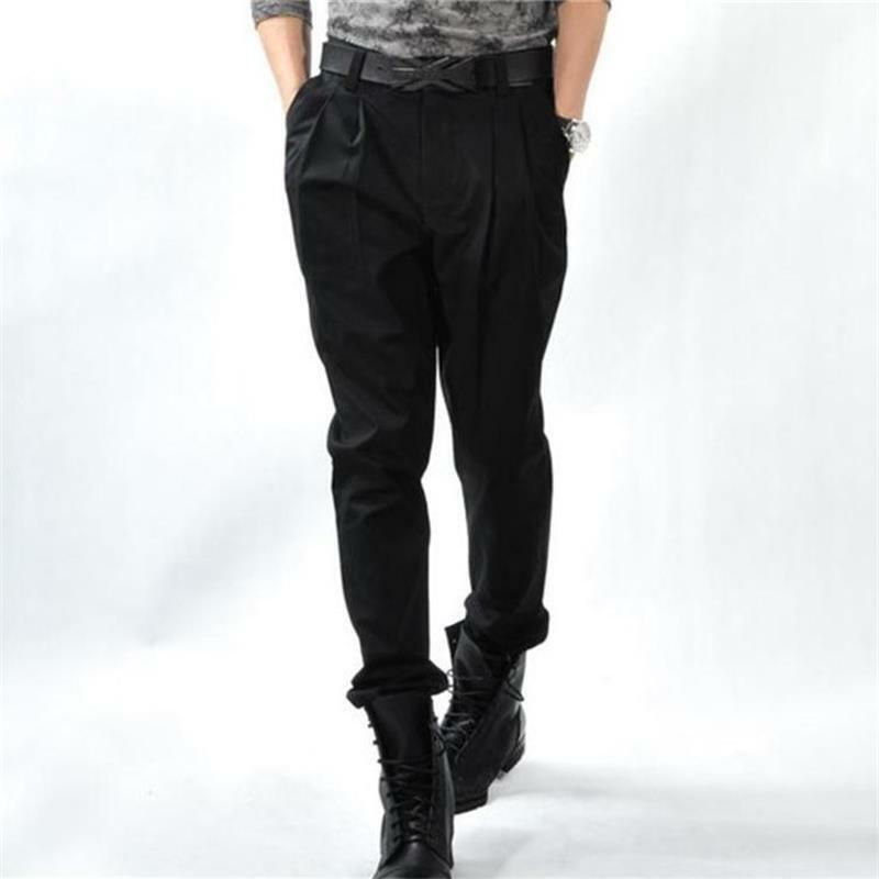 Calça masculina casual primavera outono, calça de pé pequeno bloomers calças para homens plus preto estilo yamaha