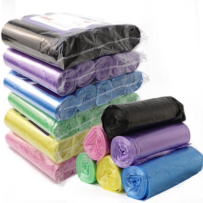 5 Rolls Household Plastic Garbage Bag Roll Cover Disposable Rubbish Bin Liner Home Waste Trash Storage Container Garbage Bags