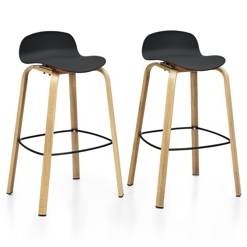 Современный набор из 2 барных стульев Costway, 30 дюймов, стулья для паба с низкой спинкой и металлическими ножками