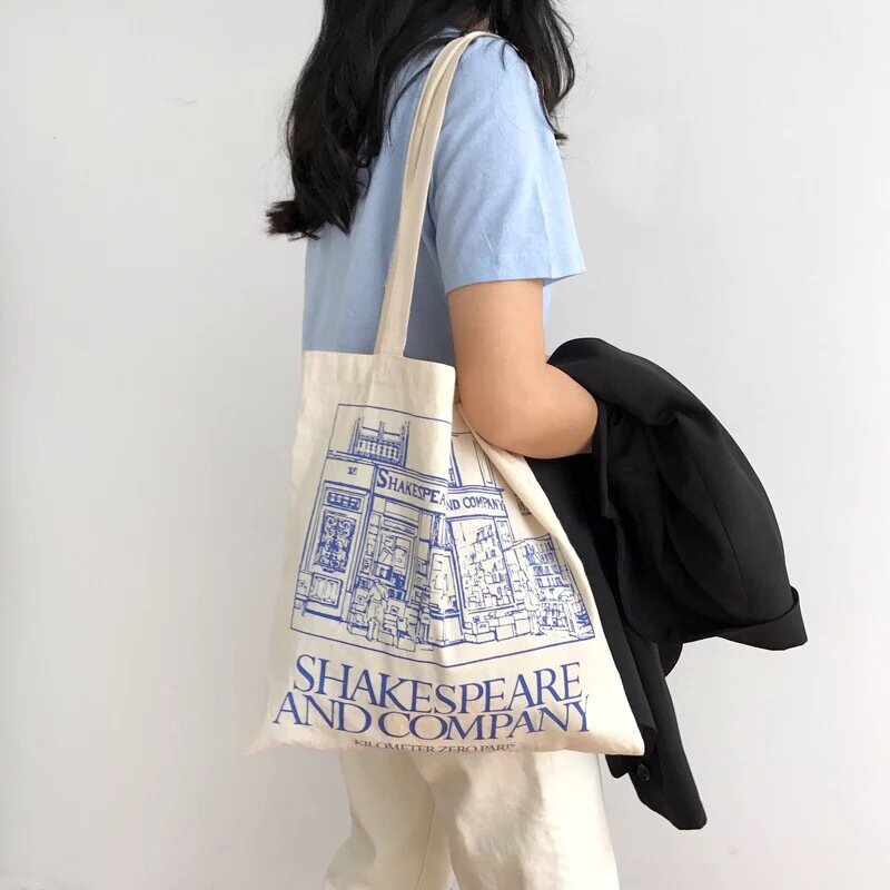 Холщовая Сумка на плечо для женщин, дамская сумочка для покупок из хлопчатобумажной ткани с принтом Шекспира, тоут для продуктов и книг для девочек
