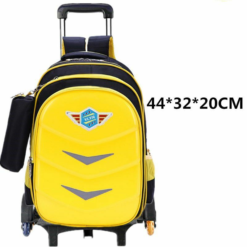 Школьная сумка из ПУ кожи на колесиках для мальчиков и девочек, водонепроницаемый рюкзак на колесиках для школы, сумки-тележки
