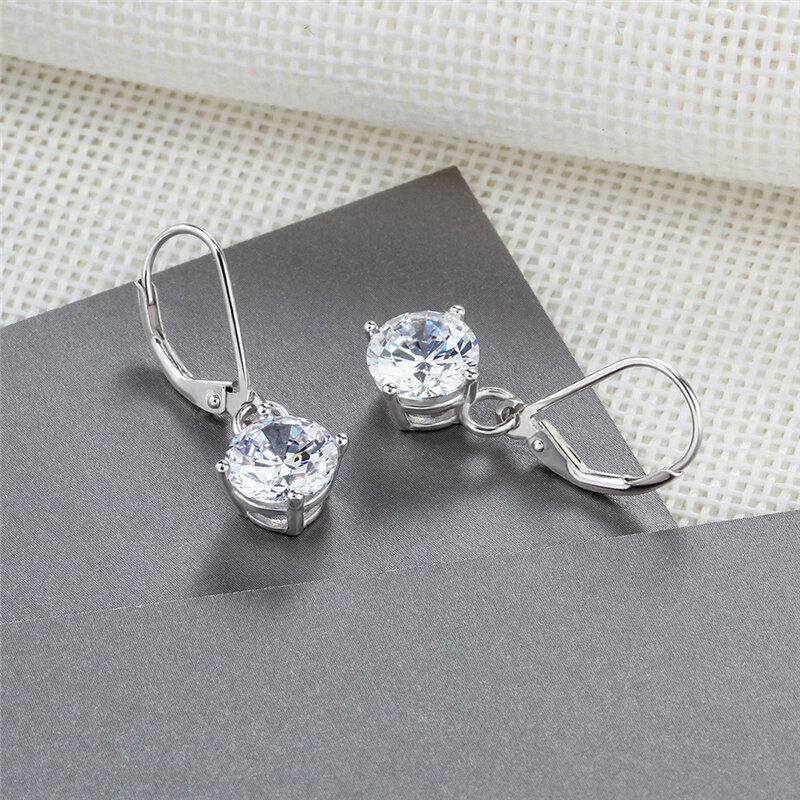 XINSOM Einfache Mode 925 Sterling Silber Ohrringe Für Frauen Mädchen 10MM Großen Zirkon Engagement Hochzeit Baumeln Ohrringe 20MARE11