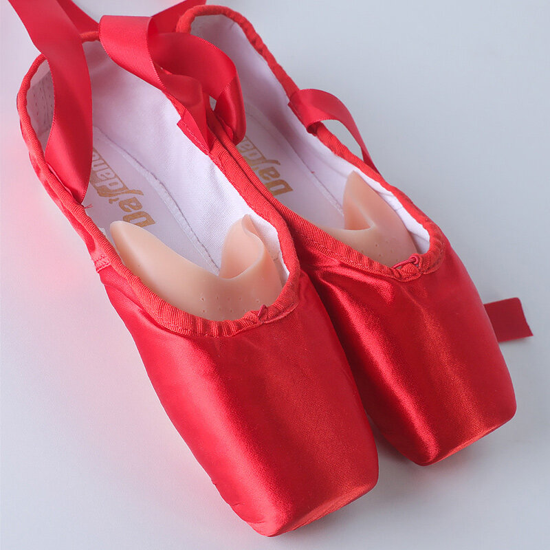 Sapatilhas de balé vermelhas de cetim, sapatos de bailarina femininos, roupa de dança para balé, performance em lago dos cisnes