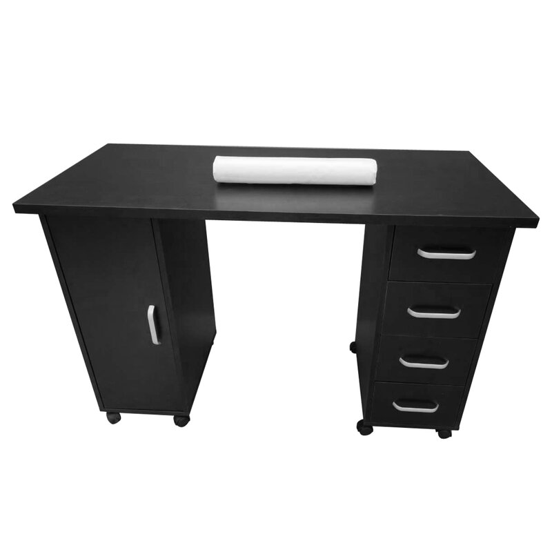 Stół do Manicure obosieczny stojak na biurko z szufladą czarny MDF łatwy w montażu i wycieraniu [US-Stock]