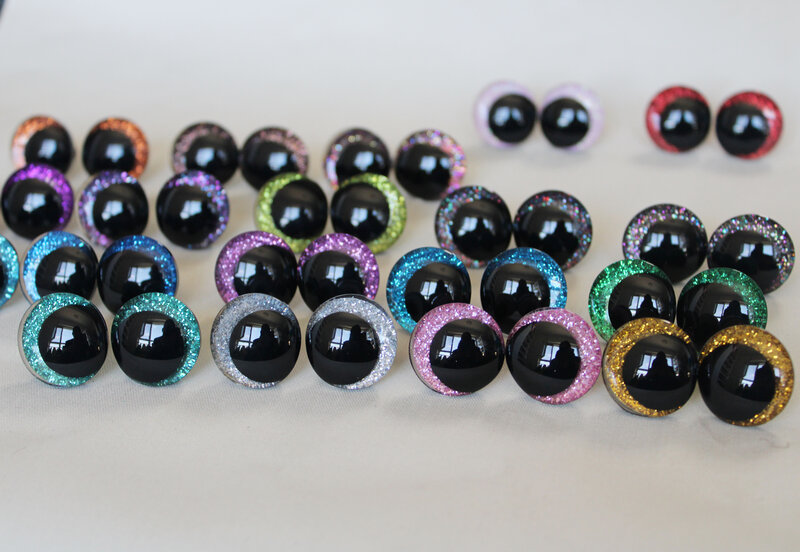 20PCS 12mm 14mm 16mm 18mm 20mm 25mm  30mm 35mm Cartoon 3D glitter toy eyes funny doll eyes With washer FOR PLUSH CRAFT -N19