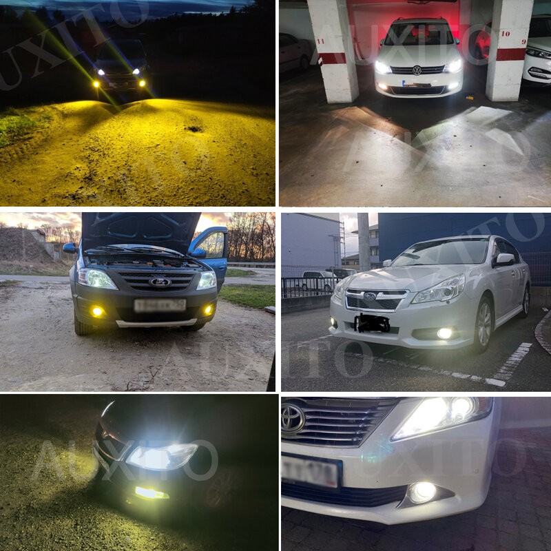AUXITO-Carro de corrida diurna lâmpada LED, luzes de nevoeiro, Canbus, nenhum erro, branco, dourado, DRL, 12V, 2x, 2000LM, H8, H11, H16JP, H10, 6500K, 3000K