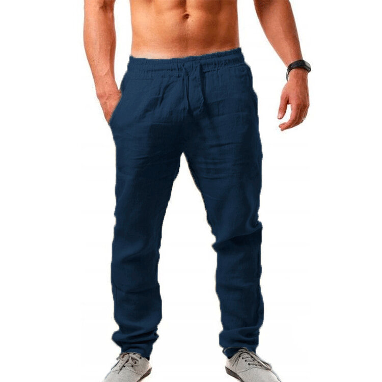 2020 nuovi uomini di cotone lino pantaloni allentati maschio estate Casual pantaloni di colore solido pantaloni più il formato M-5XL