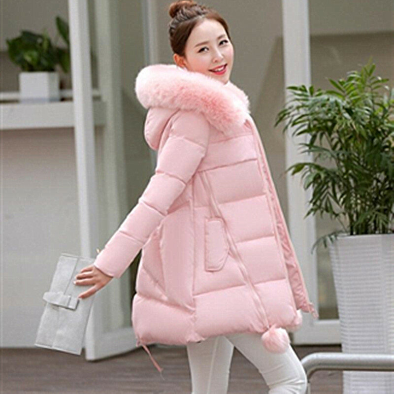 Inverno de algodão feminino jaqueta com capuz manga longa cardigan bolsos zíper fino sólido grosso moda streetwear para baixo jaqueta
