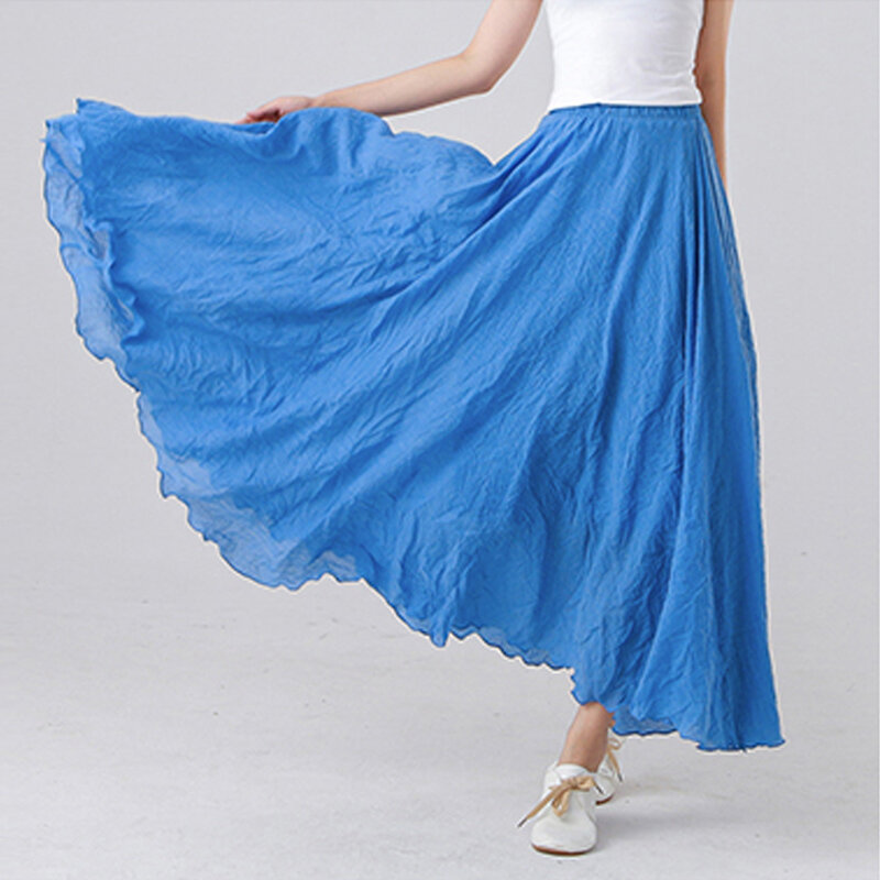 Chất Liệu Cao Cấp Cotton Linen VÁY Maxi NỮ Quần Âu Co Giãn Cao Cấp Xếp Ly Chân Váy Chữ A Bãi Biển Váy Boho Saia Feminina Faldas Jupe
