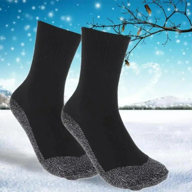 Новинка 1 пара зимние термоноски с подогревом из Алюминиевого волокна эластичные плотные носки для женщин и мужчин лыжные носки для сна