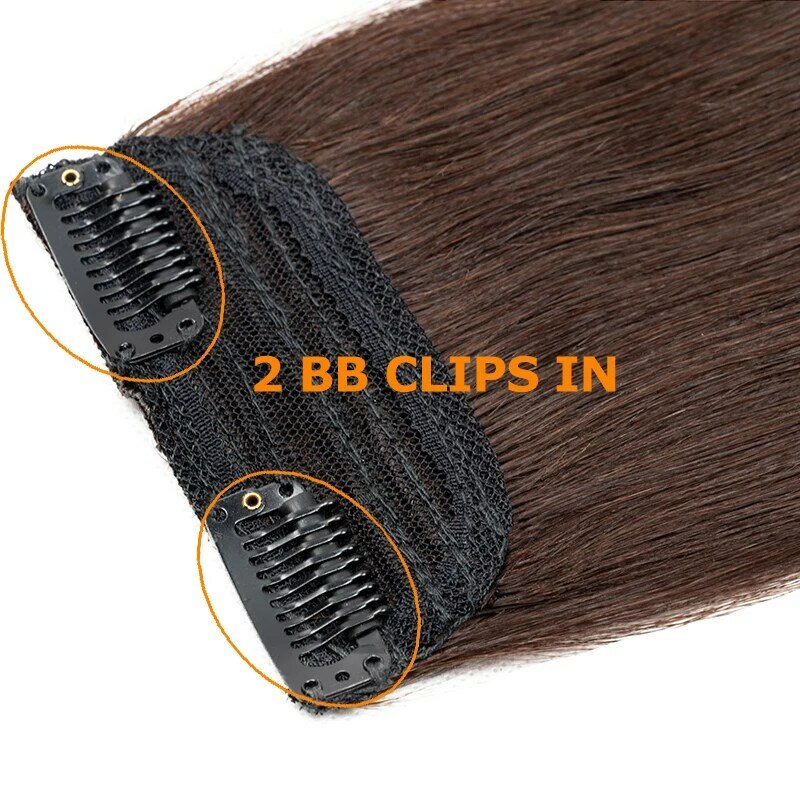 Isheeny Mini Clip In One Piece Real Natural Human Hair Remy Hair Pad On Both Sides For Men or Women Clips in Extensions