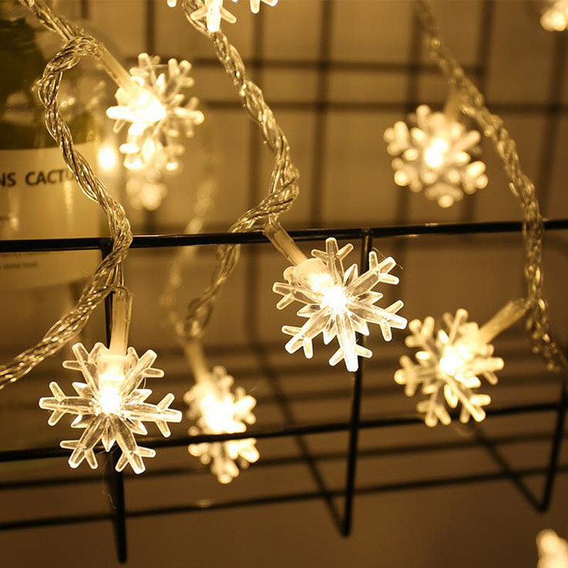 Guirnalda de luces LED de Navidad para interiores, decoración de copos de nieve, dormitorio, hogar, boda, Año Nuevo, alimentada por batería, 3M