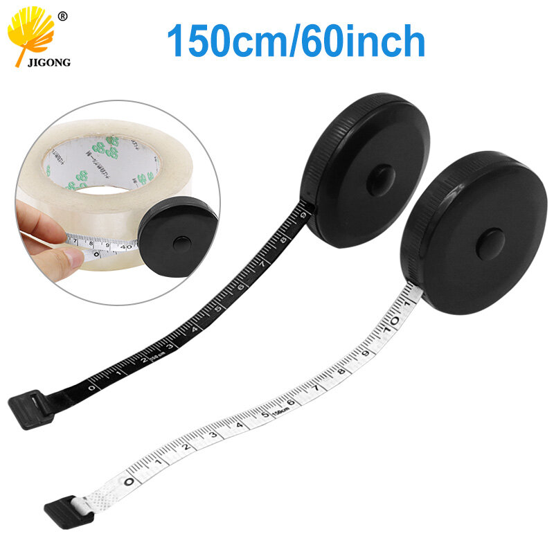 1.5m 60inch Black Double Sided Measuring Tape Auto Retractable Tools ABS Flexible Sewing Mini Measuring Tape