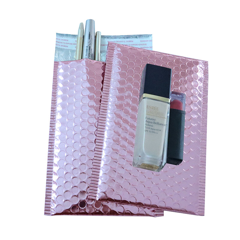 Bolsas de burbujas metálicas de oro rosa, aluminizados paquetes postales, sobres de envío acolchados para embalaje de regalo, 50 Uds.