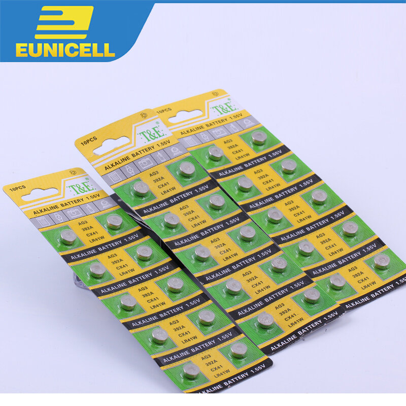 Eunicell 10 stücke Alkaline Zell Münze Batterie 1,55 V AG3 LR41 392 Taste Batterien SR41 192 L736 384 SR41SW CX41 AG 3 Für Uhr Spielzeug