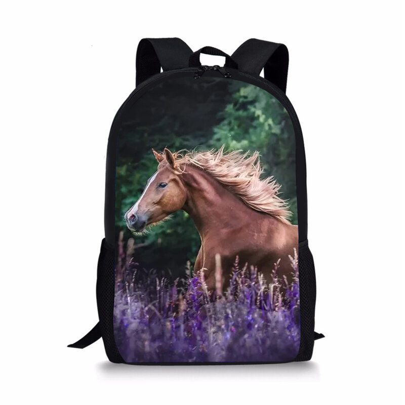 HaoYun-mochila con estampado de caballo y flores para niños, morral escolar con estampado de flores, bonito bolso de viaje para niños pequeños