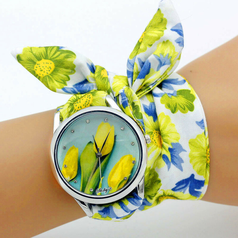 Shsby nuovo Design da donna fiore panno orologio da polso moda donna vestito orologio orologio in tessuto di alta qualità orologio da polso dolce per ragazze