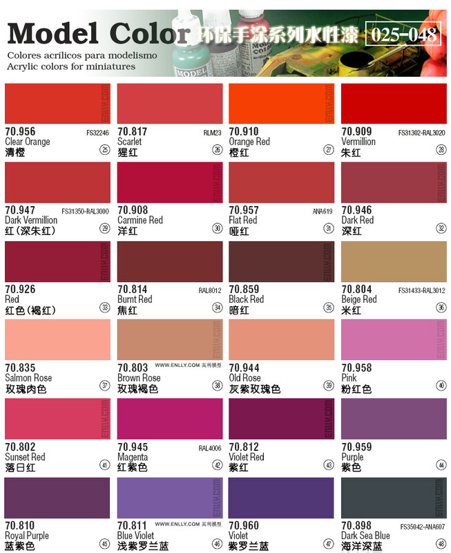 17ml AV vallejo modello di vernice colore protezione ambientale vernice a base d'acqua serie dipinta a mano 25-48