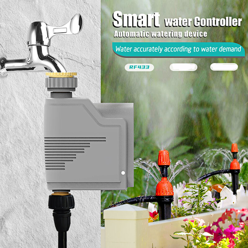 Top Google Tuya Wireless Watering Valve Timer Programmable Water Hose Faucet Smart Sprinkler Timer with Hub Water Flow Meter