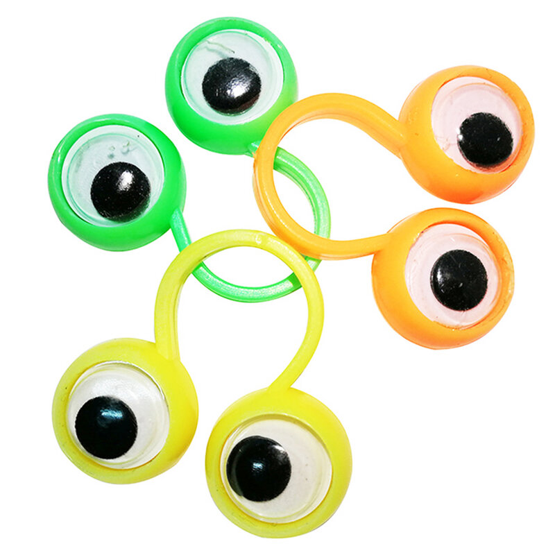 Marionetas de dedo de ojos para niños, anillos de plástico con ojos de gafas, regalos de colores surtidos, rellenos de Piñata, 10 piezas