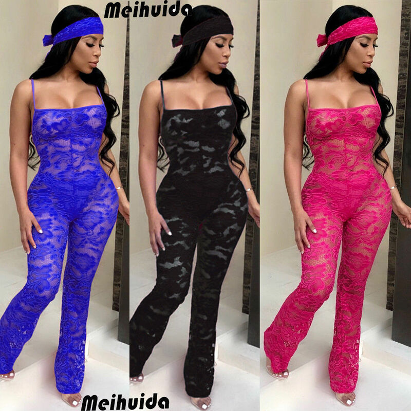 Lace Jumpsuit Pullover Top 2020 New Fashion Rompers Womens Jumpsuits Clubwear Playsuit Hollow Out Party Chiffon Outweaer Clothes