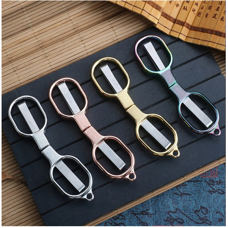 Stainless Steel Anti-rust Portable Folding Scissors Glasses Shaped Mini Shear Fishing Scissor For Home And Travel Camping Use