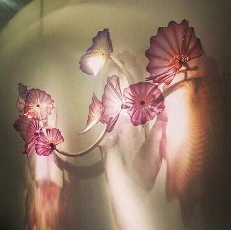 Fantasia led decorativo luzes de parede índia abstrato moderno mão soprado flor de vidro arte da parede