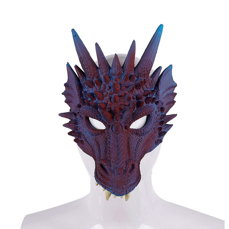 Baru Halloween Props 4D Naga Masker Setengah Wajah Masker untuk Anak-anak Remaja Halloween Kostum Dekorasi Pesta Dewasa Naga Cosplay Props
