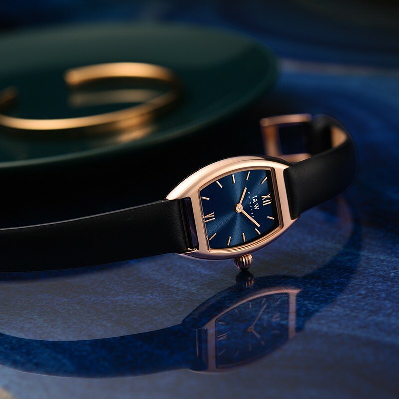 Женские часы с сапфировым ремешком I & W, роскошные часы с швейцарским кварцевым механизмом и кожаным ремешком, водонепроницаемые часы 2021