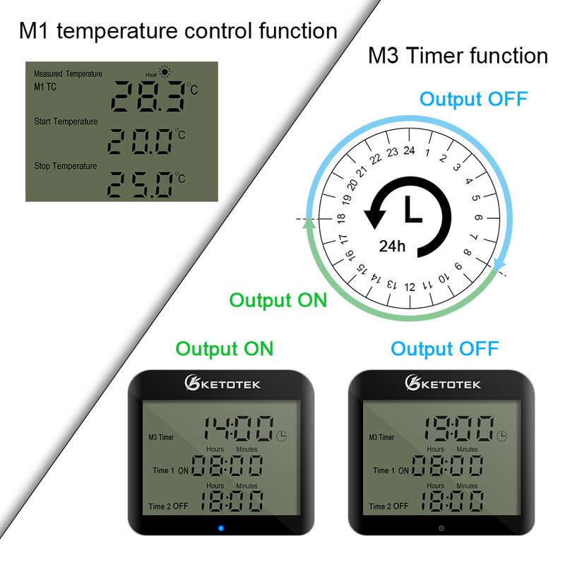 Kt3200 digital plug-in termostato controlador de temperatura tomada dia noite controle para aquecimento de refrigeração com temporizador