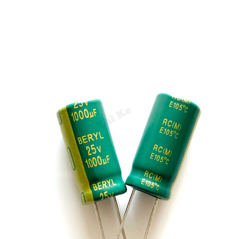 Capacitor eletrólito de alumínio 1000 uf 25 v capacitores elétricos de alta frequência 1000 dos pces 25 v 20% uf 10*20mm baixo esr
