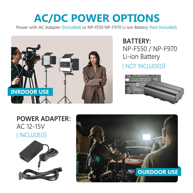 Neewer 2-Pack Advanced 660 LED Panel Video Light Kit fotografia dimmerabile con telecomando Wireless 2.4G per riprese in Studio