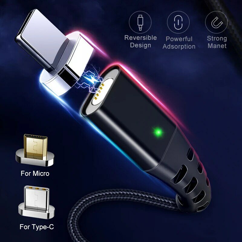 Cable magnético 3,0 GETIHU 2.4A para iPhone XS XR X 7 6 rápido Micro USB tipo C Cable magnético tipo C para Samsung