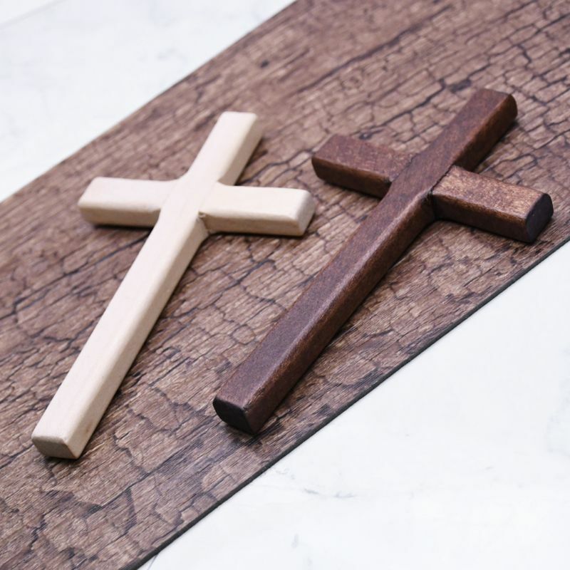 2pcs 수제 나무 십자가 십자가 예수 그리스도 장식품 종교적인 매력 목걸이 펜던트 만들기