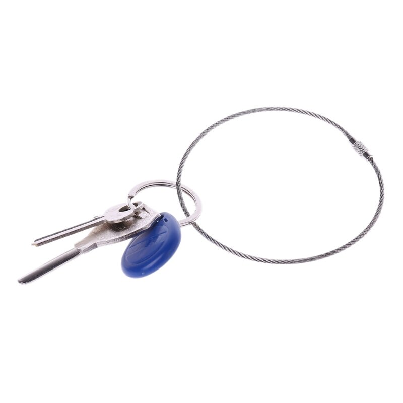 Chaveiro de aço inoxidável com fio, anel para chaves, corrente para etiqueta de bagagem ao ar livre, corda u2jb