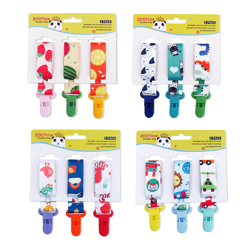 3Pcs/Set Cartoon Baby Pacifier Clip Pacifier Chain Nipple Holder Soother Holder