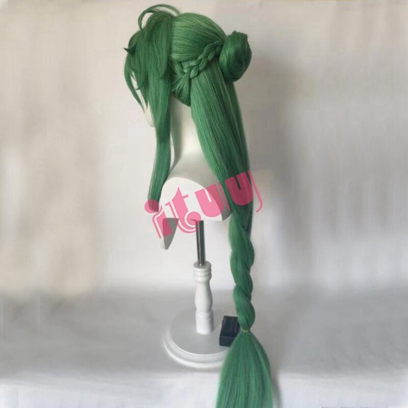 Baizhu-peluca Genshin Impact, disfraz de Cosplay verde resistente a altas temperaturas, pelucas largas, accesorios de personajes