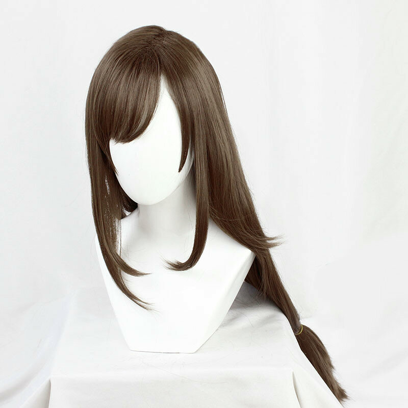 Wig rambut sintetis modis belahan sisi lurus coklat 100cm wig Cosplay Tifa Lockhart pesta wig Halloween