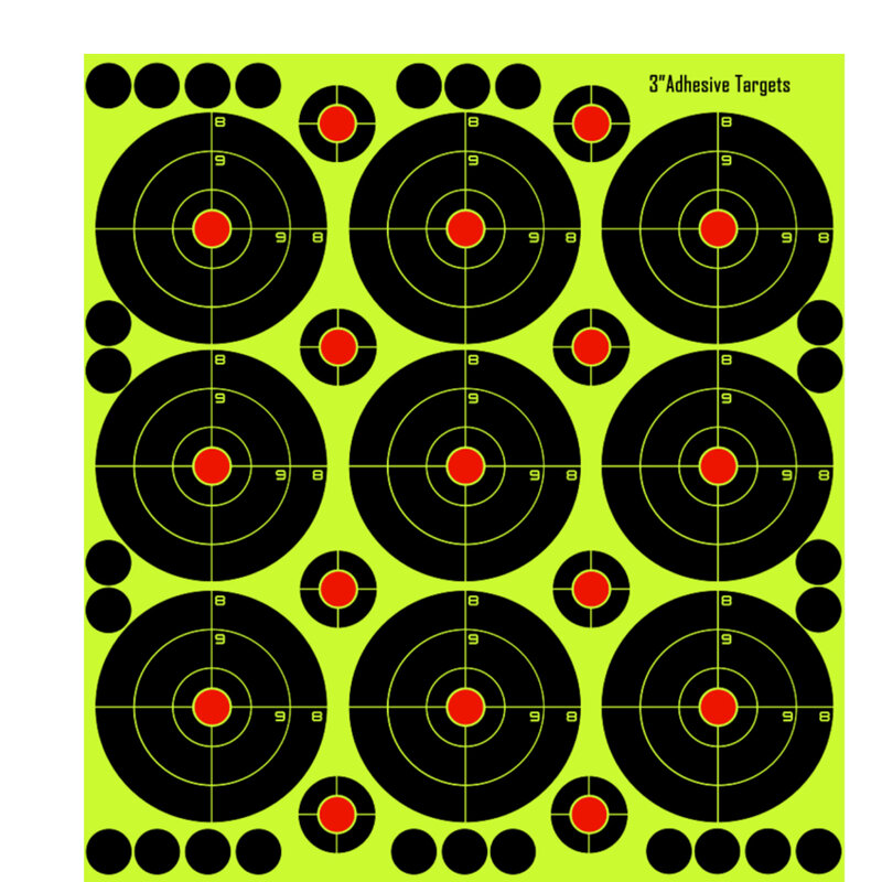 Splatter Splash & Reactive(Color Impact) Shooting Sticker Targets(Bull's Eye) 3" Self-Adhesive-10 Page(90 Pcs)/Pack