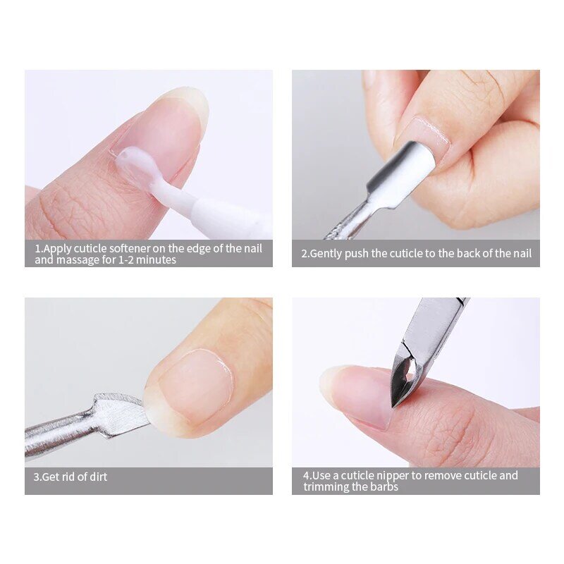 1 pz a doppia estremità in acciaio inox spingi cuticole pelle morta Push Remover per Pedicure Manicure Nail Art Cleaner strumento di cura