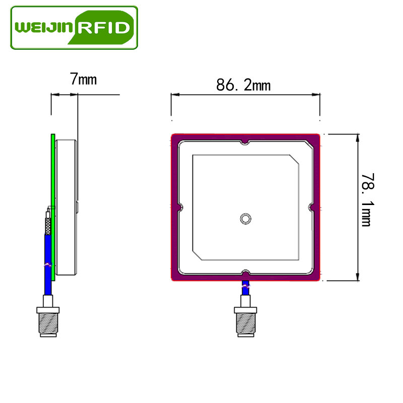 Rfid Antenne Uhf 915 Mhz Vikitek VA62 Kleine Circulaire Polarisatie Gain 4DBI Korte Afstand Voor Uhf Rfid Reader