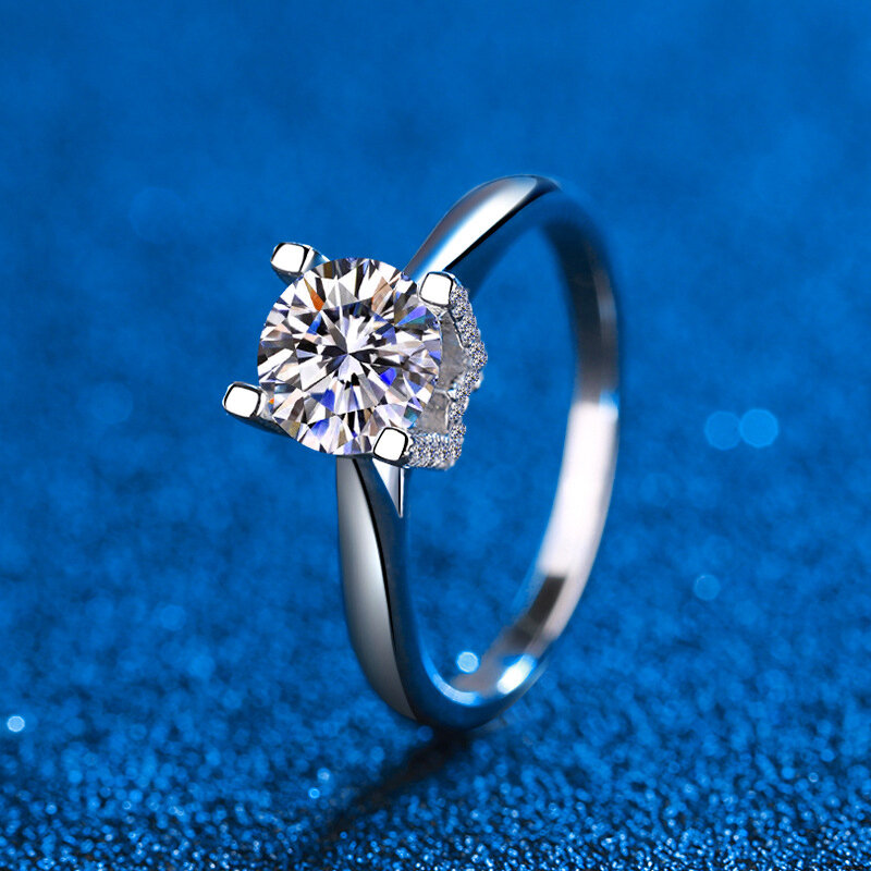 Banda de boda de moissanita Real para mujer, anillos de compromiso de diamante, joyería de boda de plata de ley, 100%
