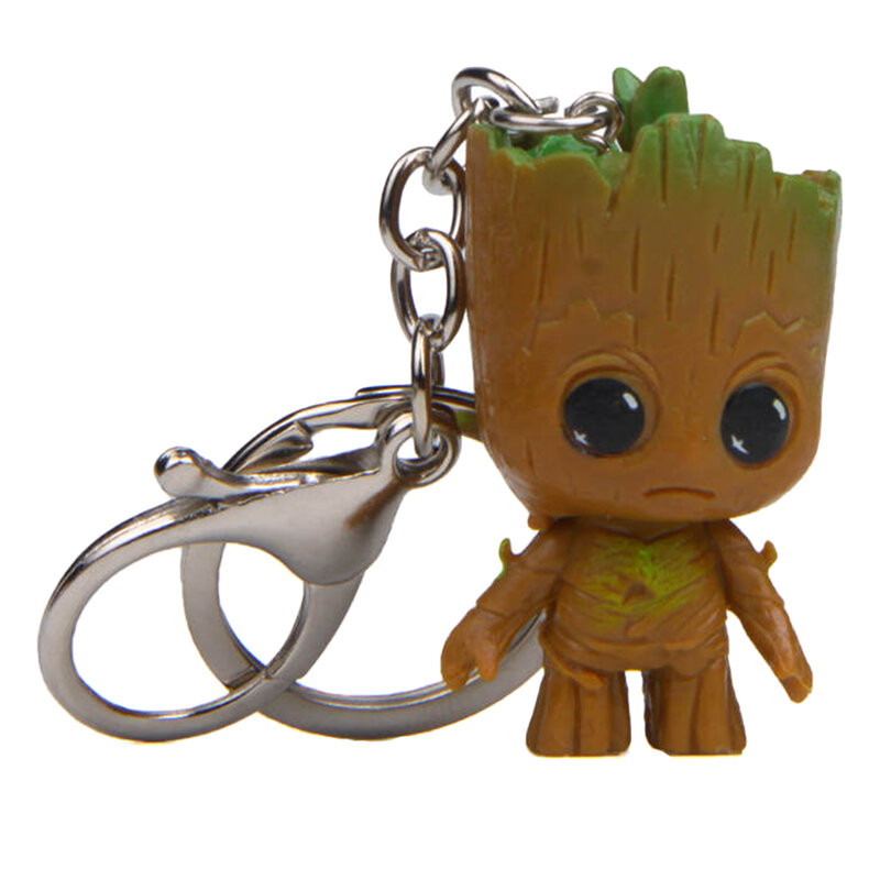 4 Gaya Groot Gantungan Kunci Tas Liontin Gantungan Kunci untuk Wanita Anak-anak Perempuan Pohon Pria Kartun Super Hero Lucu Bayi Pohon Pria Gantungan Kunci