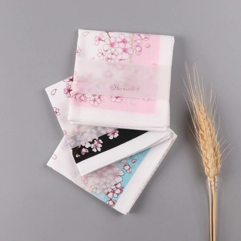 Woman Handkerchief Sweat-absorbent Soft Cotton Eating Snacks Business Trip Portable Scarf Napkin Gift Furoshiki Mendil Bandana