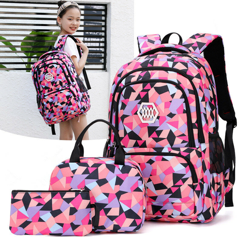 십대 소녀용 학교 가방, 대용량 소년 인쇄 학교 백팩 세트, 배낭 백팩, 어린이 귀여운 책 가방