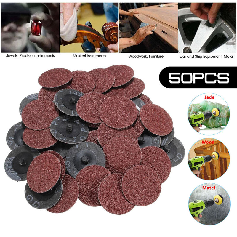 50PCS 2 Inch (50mm) Roll Lock R-Type Quick Change Discs Red Grain Sanding Disc Metal Surface Conditioning Die Grinder Accessorie