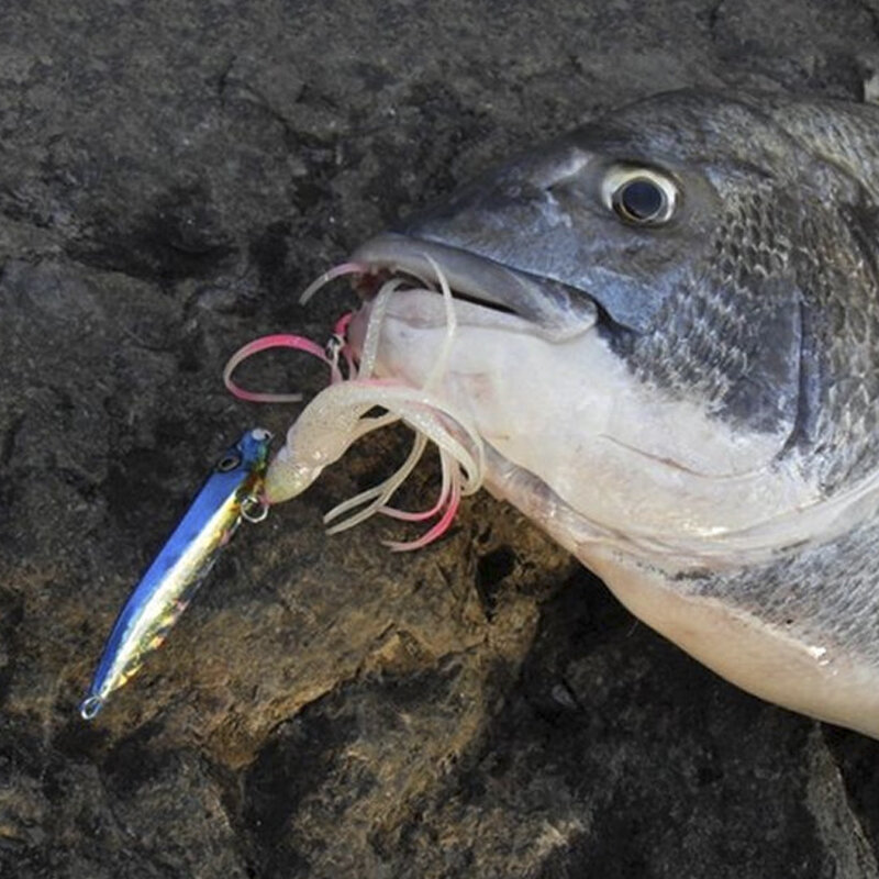 Inchiku Rubber Jig Fishing Lure, Metal Isca, Brilho Artificial na Isca Negra, Squid Hook Bass, Acessórios de Pesca, 40-80g